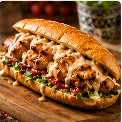 Sandwich brochettes de poulet